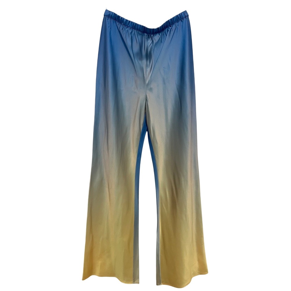 NWT Cult Gaia Women's Medium Stacie Wide Leg Pants Ombre Gradient Blue Yellow